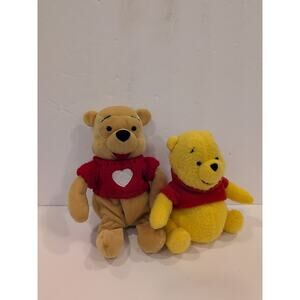 Lot Of 2 Winnie The Pooh Plush Animals Disney Stuffed Disney & Gund Small.